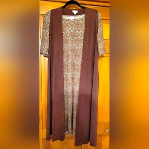 LuLaRoe Dress Vest 2-Piece Set Brown Biege Gorgeous NEW WITHOUT tags